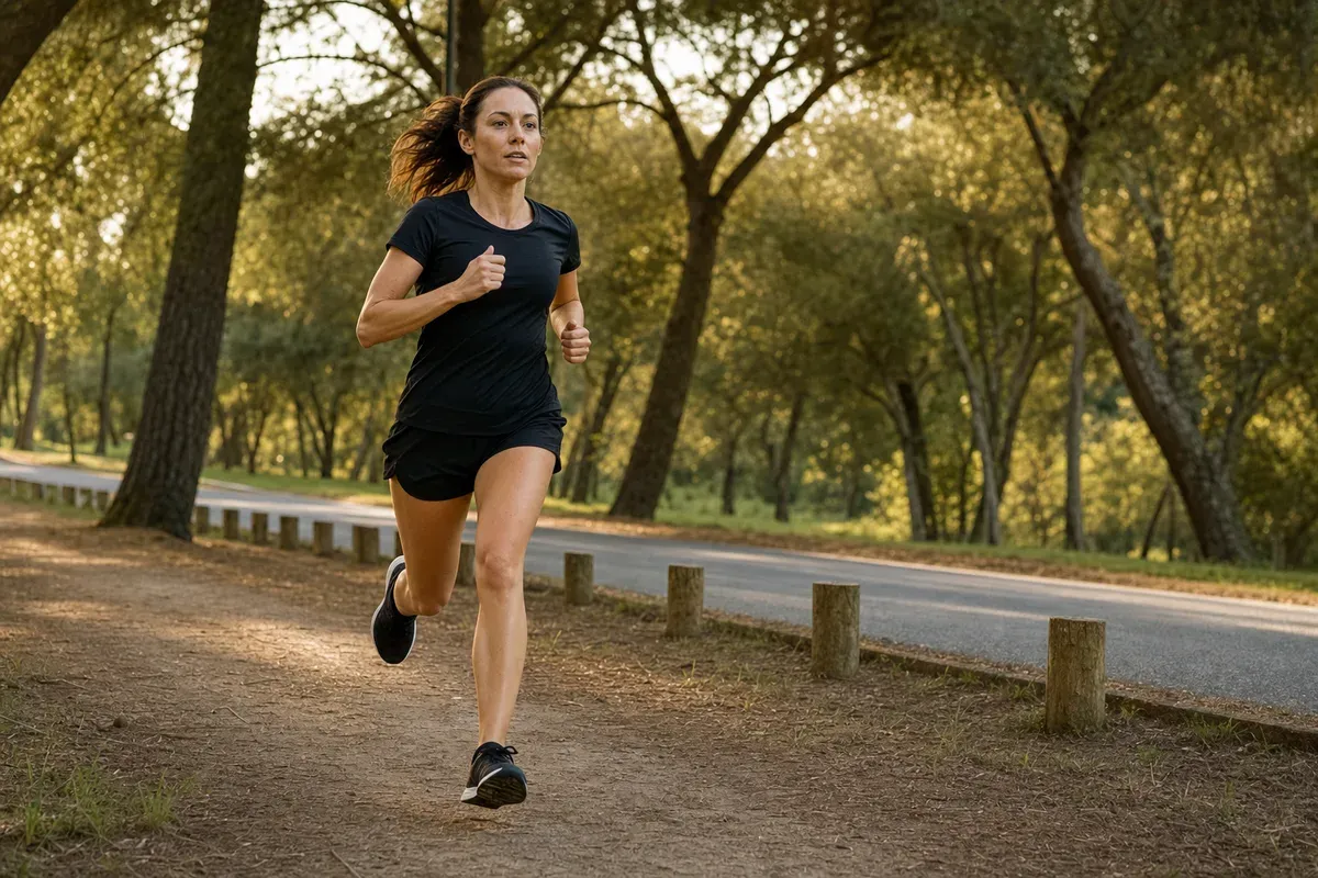 Femme courant en extérieur — running féminin, nutrition sportive et apport protéique pour la récupération musculaire