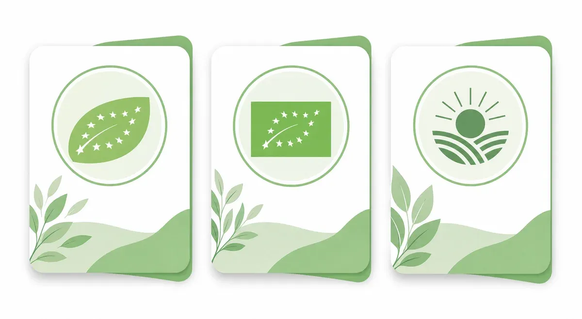 Illustration des trois labels bio pour la whey : AB Agriculture Biologique, Eurofeuille (UE) et Demeter biodynamie