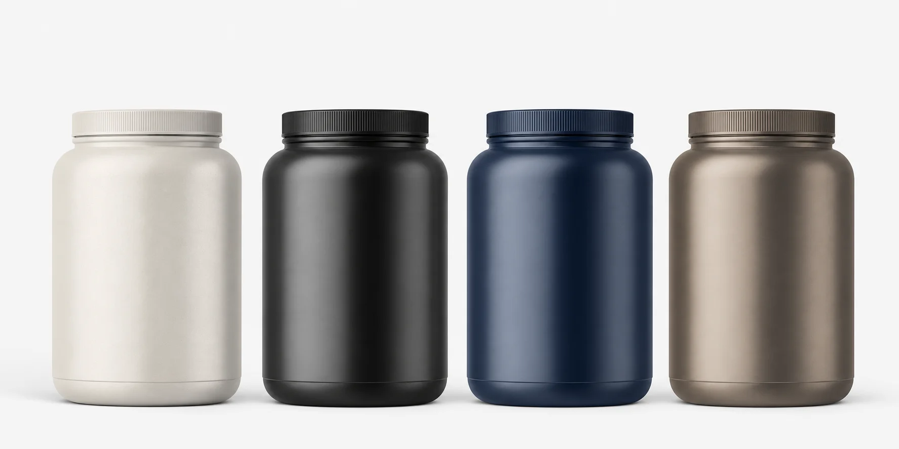 Comparatif meilleures whey protéines 2026 — pots concentrée, isolate et native côte à côte, comparés sur composition et profil